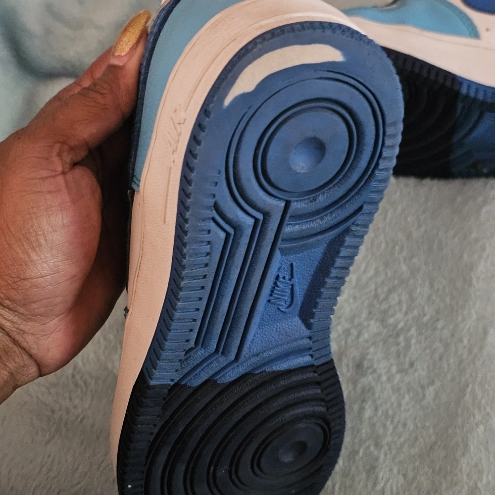 Nike Blue and White Air Force 1 Sneakers - Picture 7 of 11